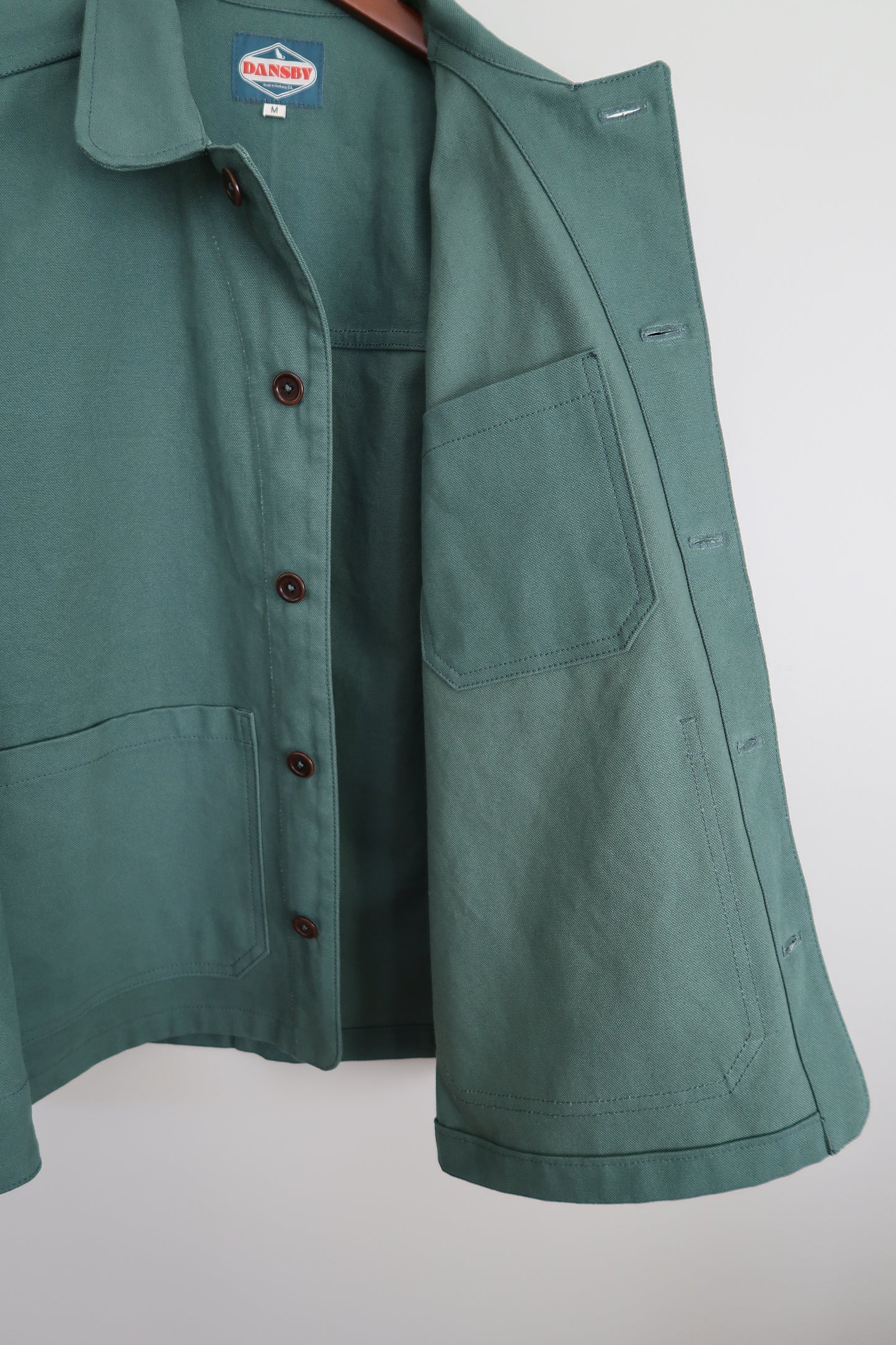 The Cashier Coat - Dusty Emerald (12oz 100% Cotton Canvas)