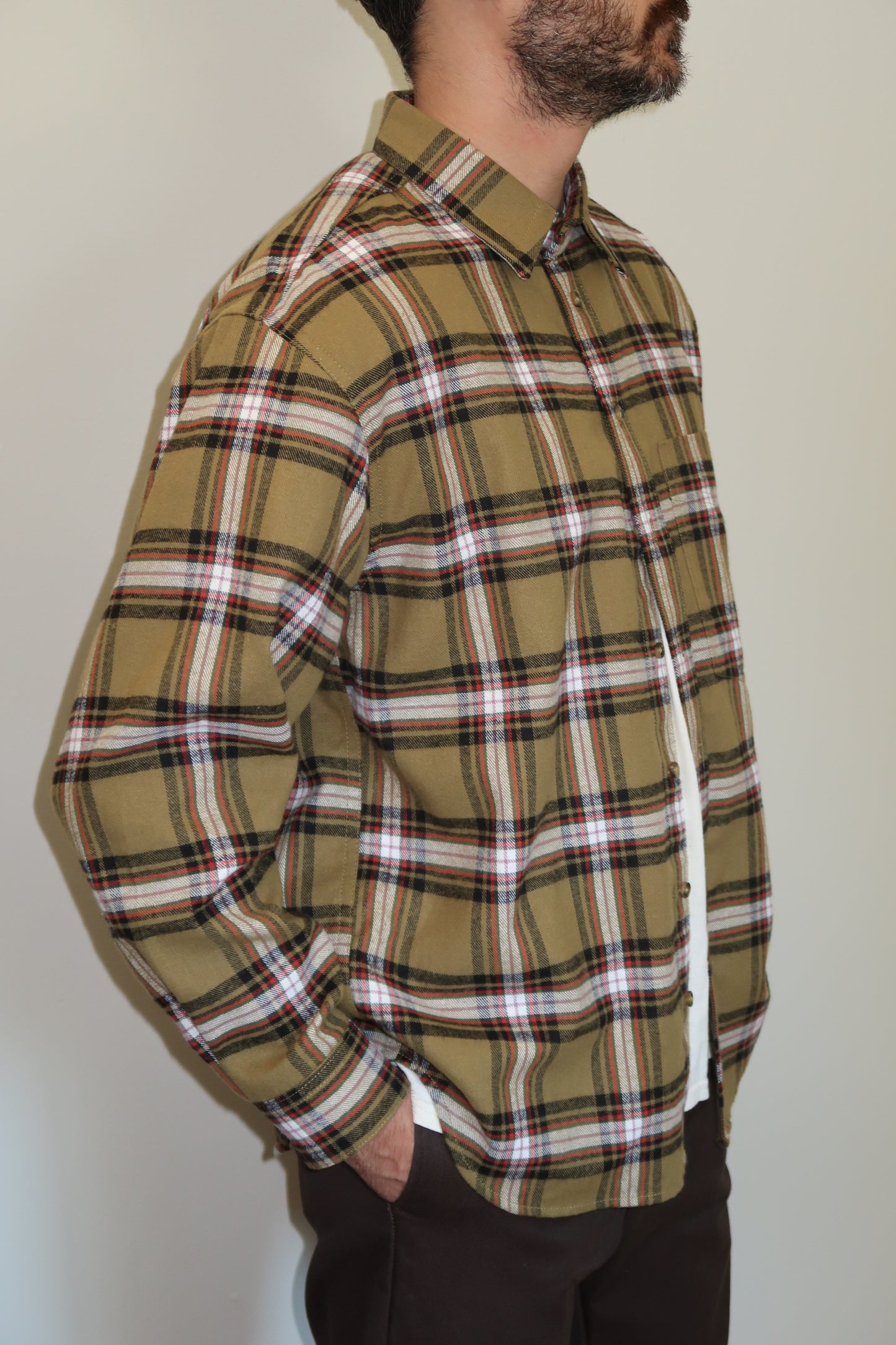 The Flannel in Olive Plaid | Size M