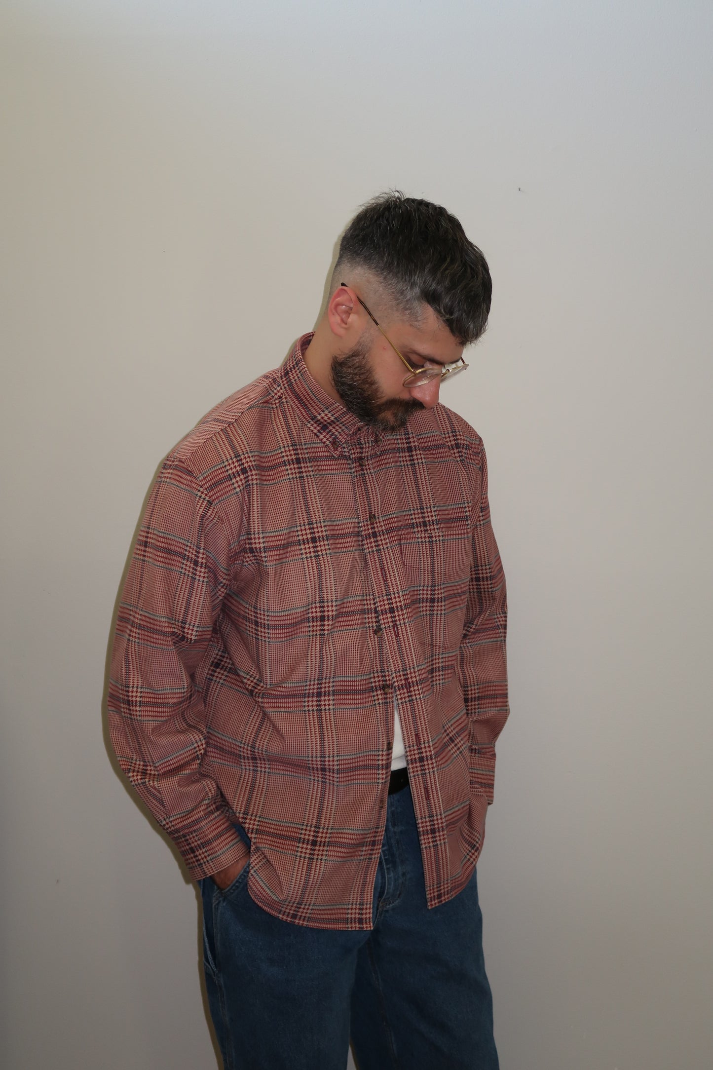 The Button Down in Red Multi Glen Plaid | Size M