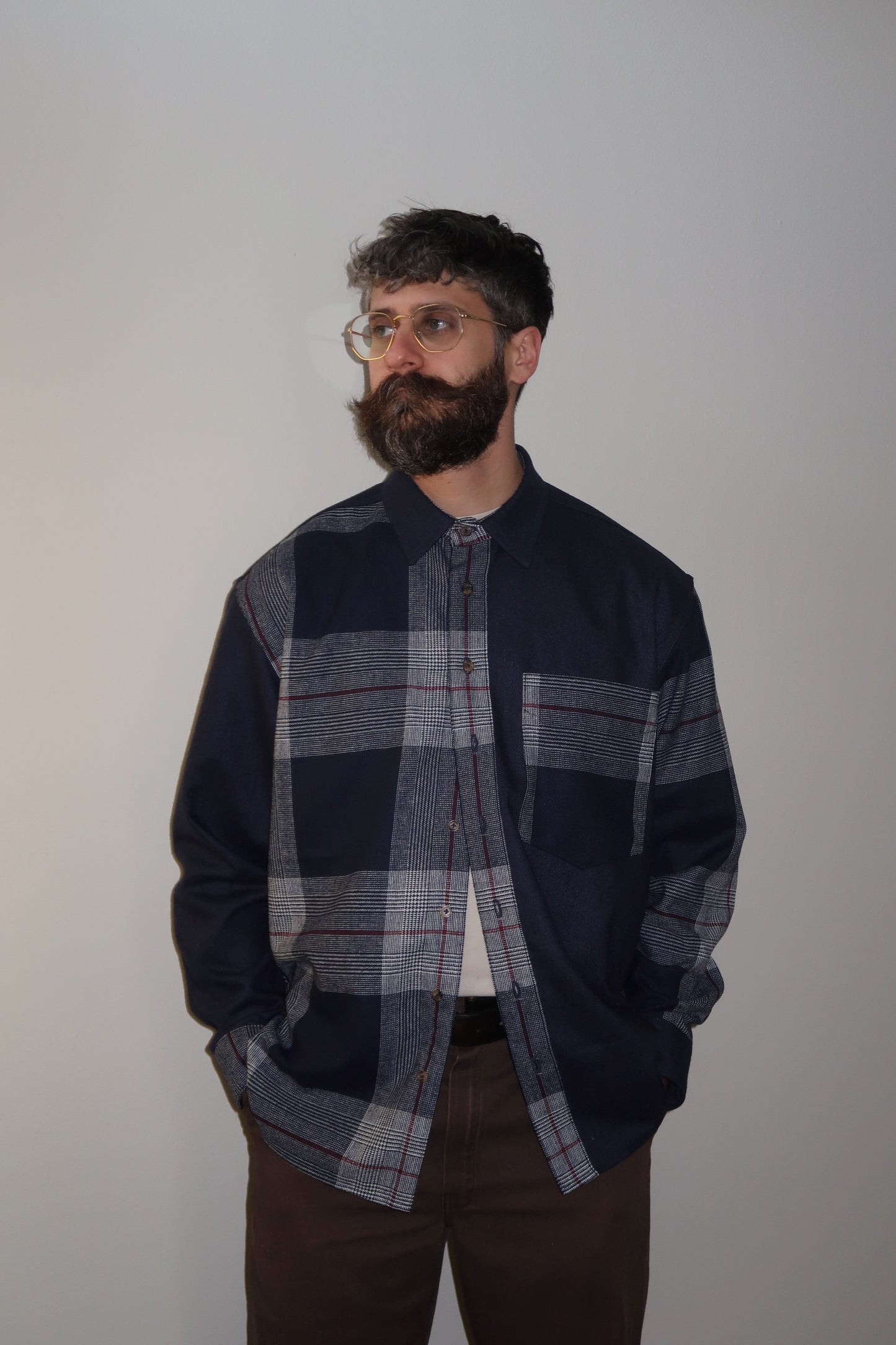 The Flannel in Navy Patchwork | Size L