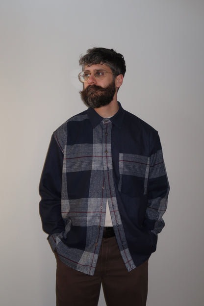 The Flannel in Navy Patchwork | Size L